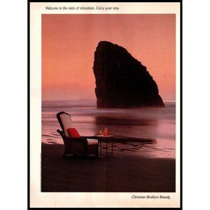 1992 Christian Brothers Brandy Vintage Print Ad Rock Beach Sunset Wall Art Photo